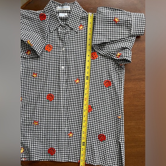 Vintage Casey Coleman Embroidered Halloween Gingham Long Sleeve Button Down - Picture 3 of 5